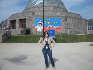 Julie in front of the Adler Planetarium during her internship.